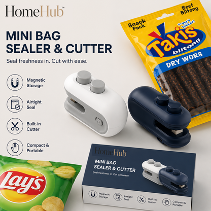 SealMate™ SnackSeal — 2-in-1 Rechargeable Mini Bag Sealer & Cutter