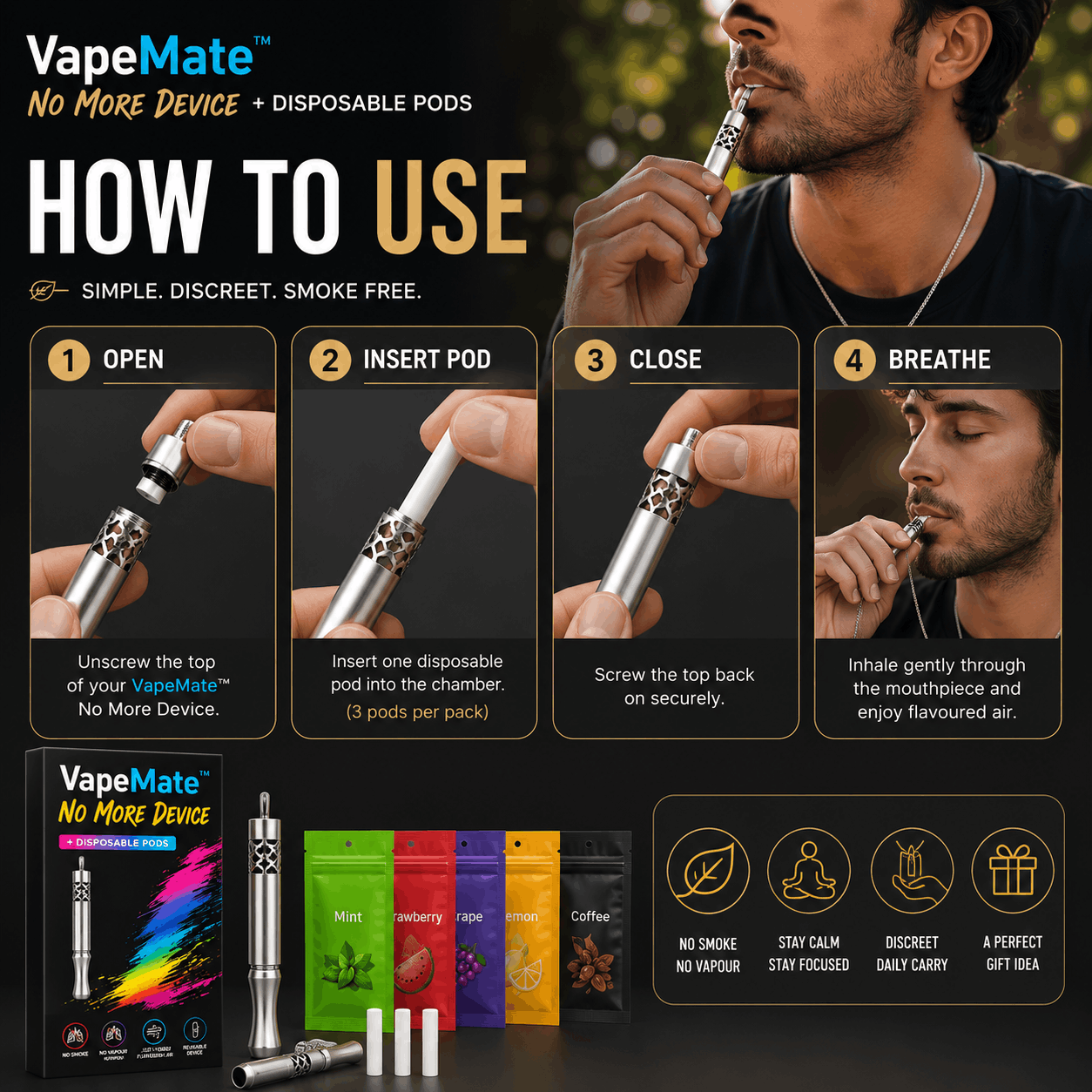 VapeMate™ No More Device + Disposable Pods
