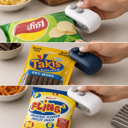 SealMate™ SnackSeal — 2-in-1 Rechargeable Mini Bag Sealer & Cutter