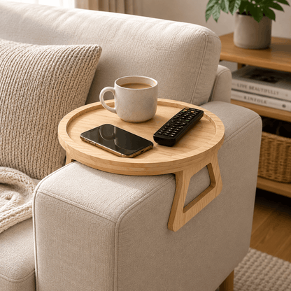 Wooden Foldable Sofa Armrest Tray Table