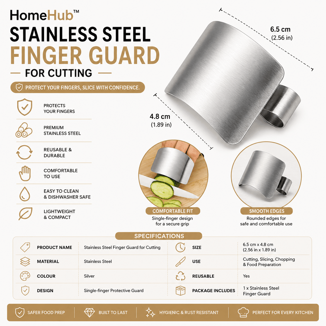 Stainless Steel Finger Guard for Cutting
