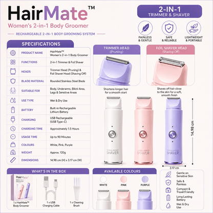HairMate™ Women's 2-in-1 Body Groomer