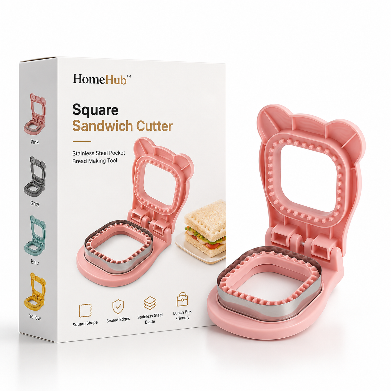 Kiddies Lunch Stainless Steel Sandwich Cutter & Pocket Press