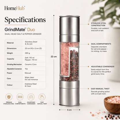GrindMate™ Duo - Salt & Pepper Grinder