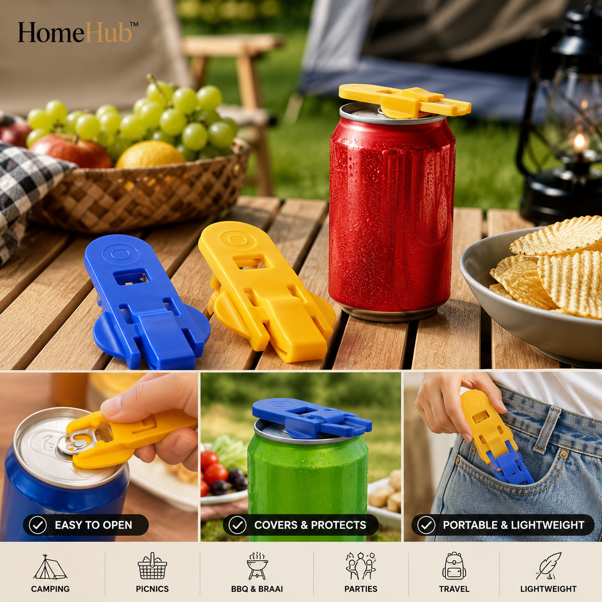 2pc Easy-Grip Can Opener & Can Cover