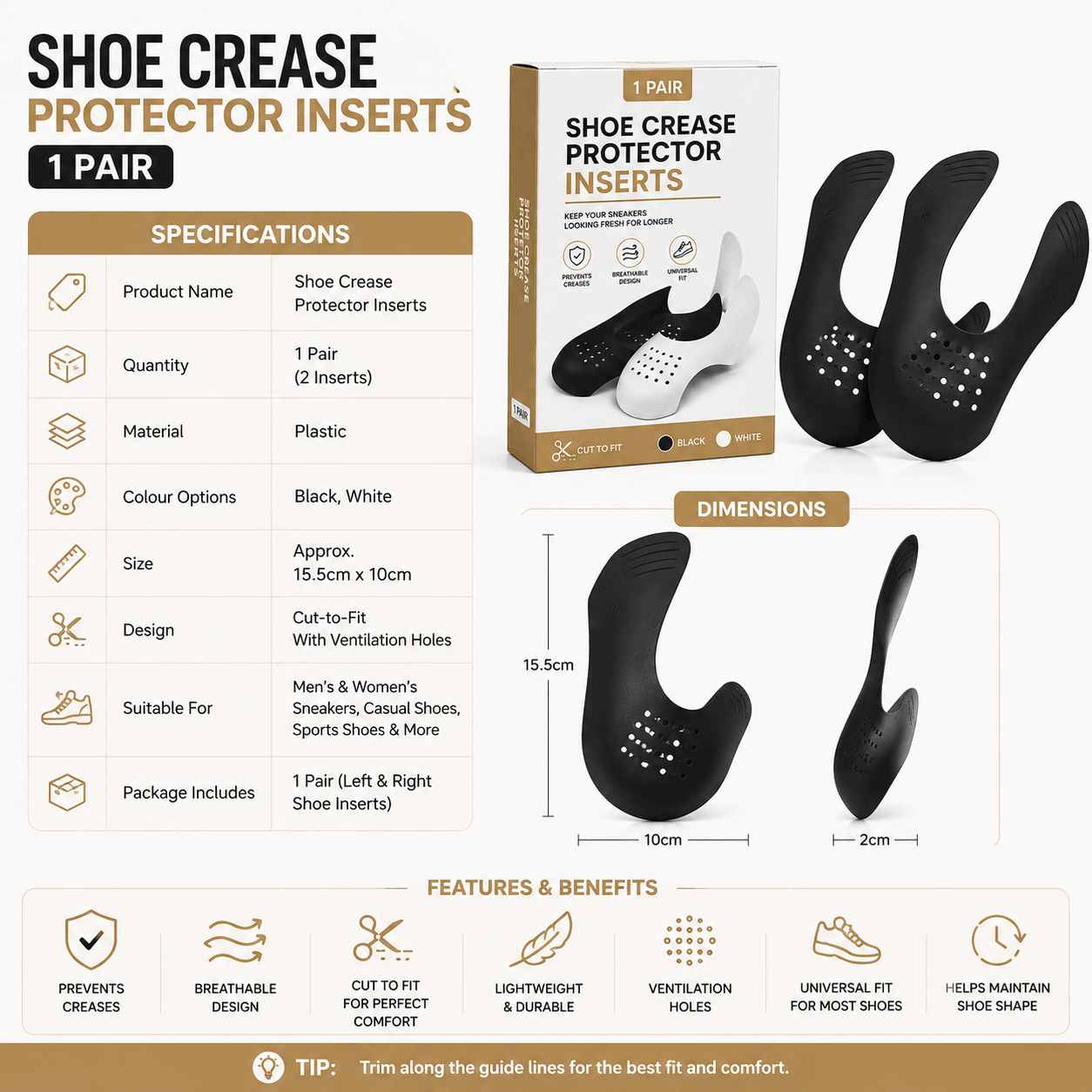 Shoe Crease Protector Inserts (1 Pair)