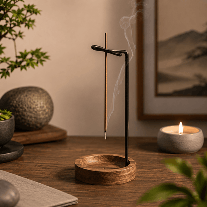 Elegant Wooden Upside-Down Incense Holder