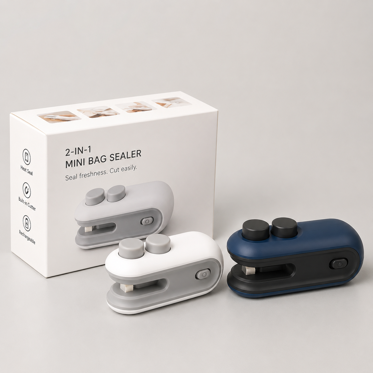 SealMate™ SnackSeal — 2-in-1 Rechargeable Mini Bag Sealer & Cutter