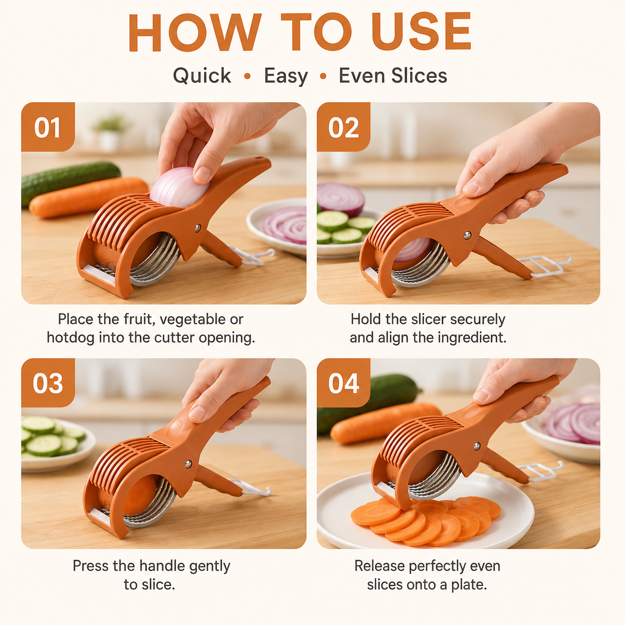 Multifunctional Fruit, Vegetable & Hot Dog Slicer