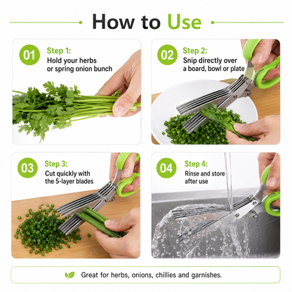 5-Layer Stainless Steel Herb & Onion Scissors