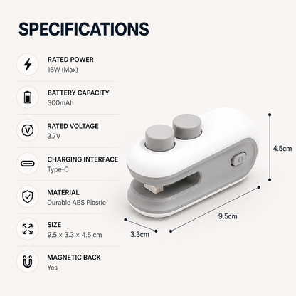 SealMate™ SnackSeal — 2-in-1 Rechargeable Mini Bag Sealer & Cutter