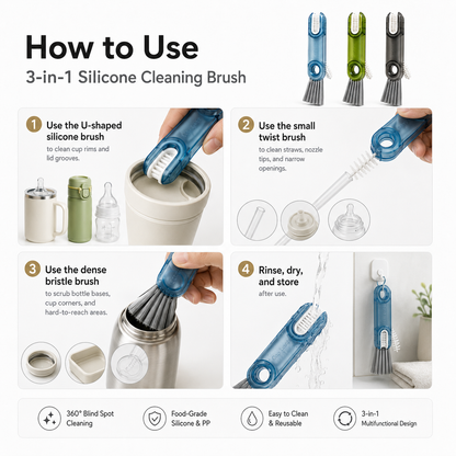 3-in-1 Cup & Bottle Cleaning Brush