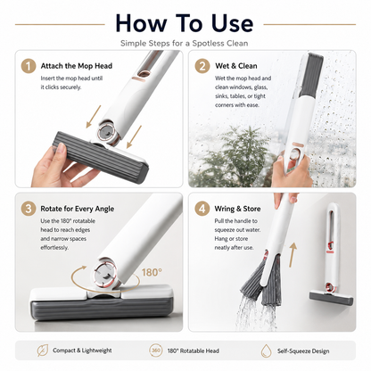 4-Piece Mini Self-Squeeze Window Cleaning Mop Set