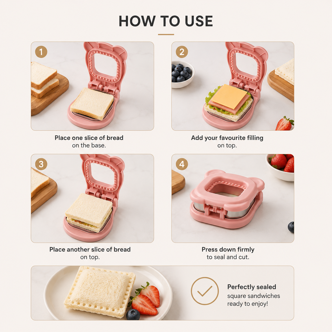 Kiddies Lunch Stainless Steel Sandwich Cutter & Pocket Press
