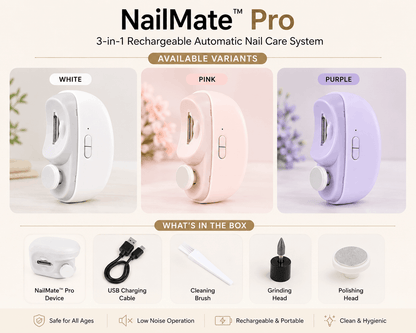 NailMate™ Pro (3-in-1) Rechargeable Automatic Nail Care System