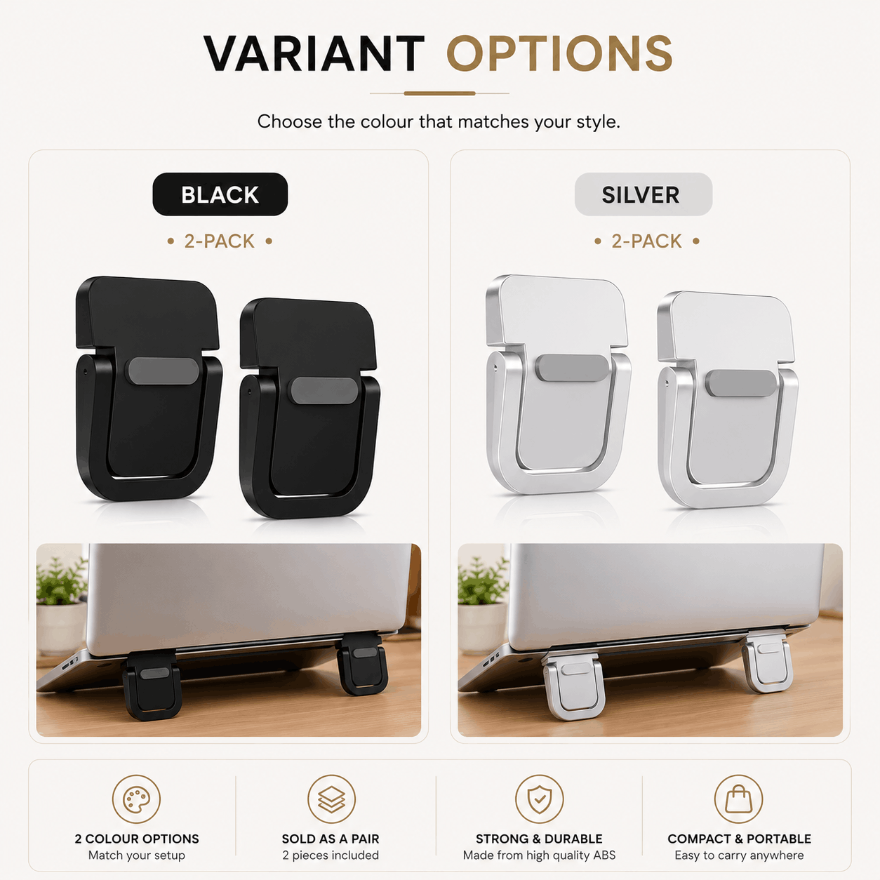 Foldable Invisible Laptop Stand (2-Pack)