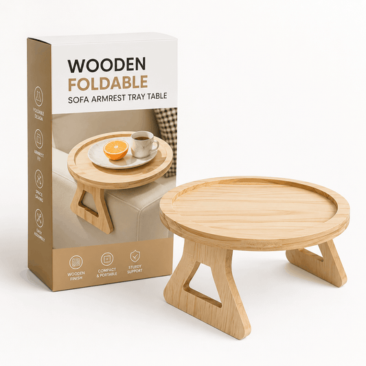 Wooden Foldable Sofa Armrest Tray Table