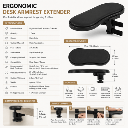 Ergonomic Desk Armrest Extender Durable