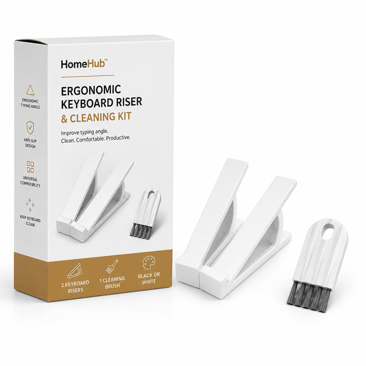 Ergonomic Keyboard Riser & Cleaning Kit