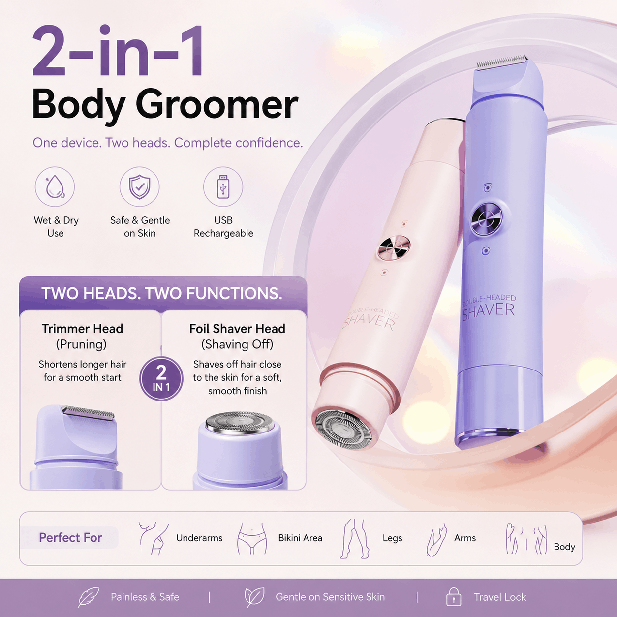 HairMate™ Women's 2-in-1 Body Groomer