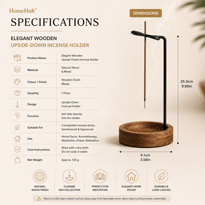 Elegant Wooden Upside-Down Incense Holder