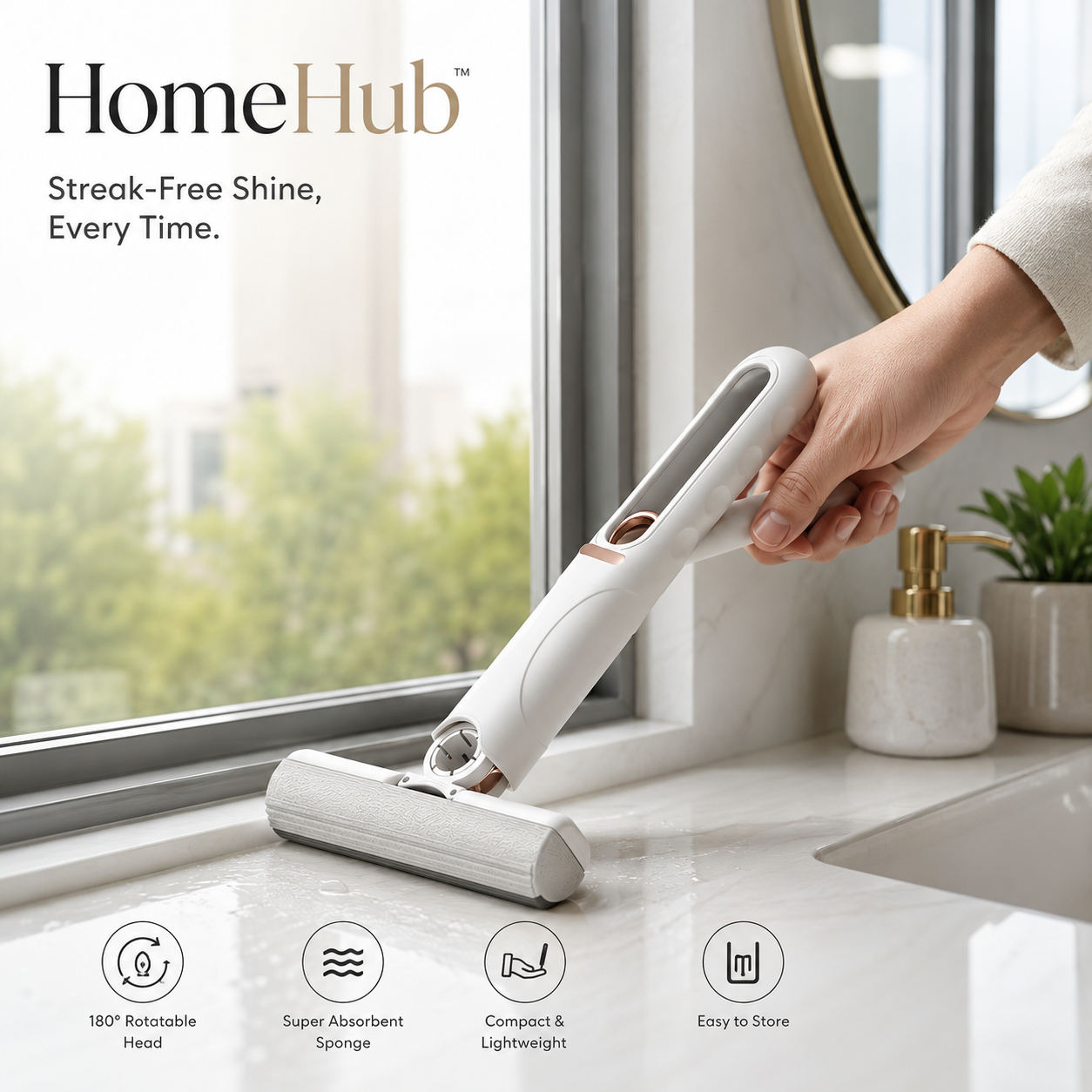 4-Piece Mini Self-Squeeze Window Cleaning Mop Set