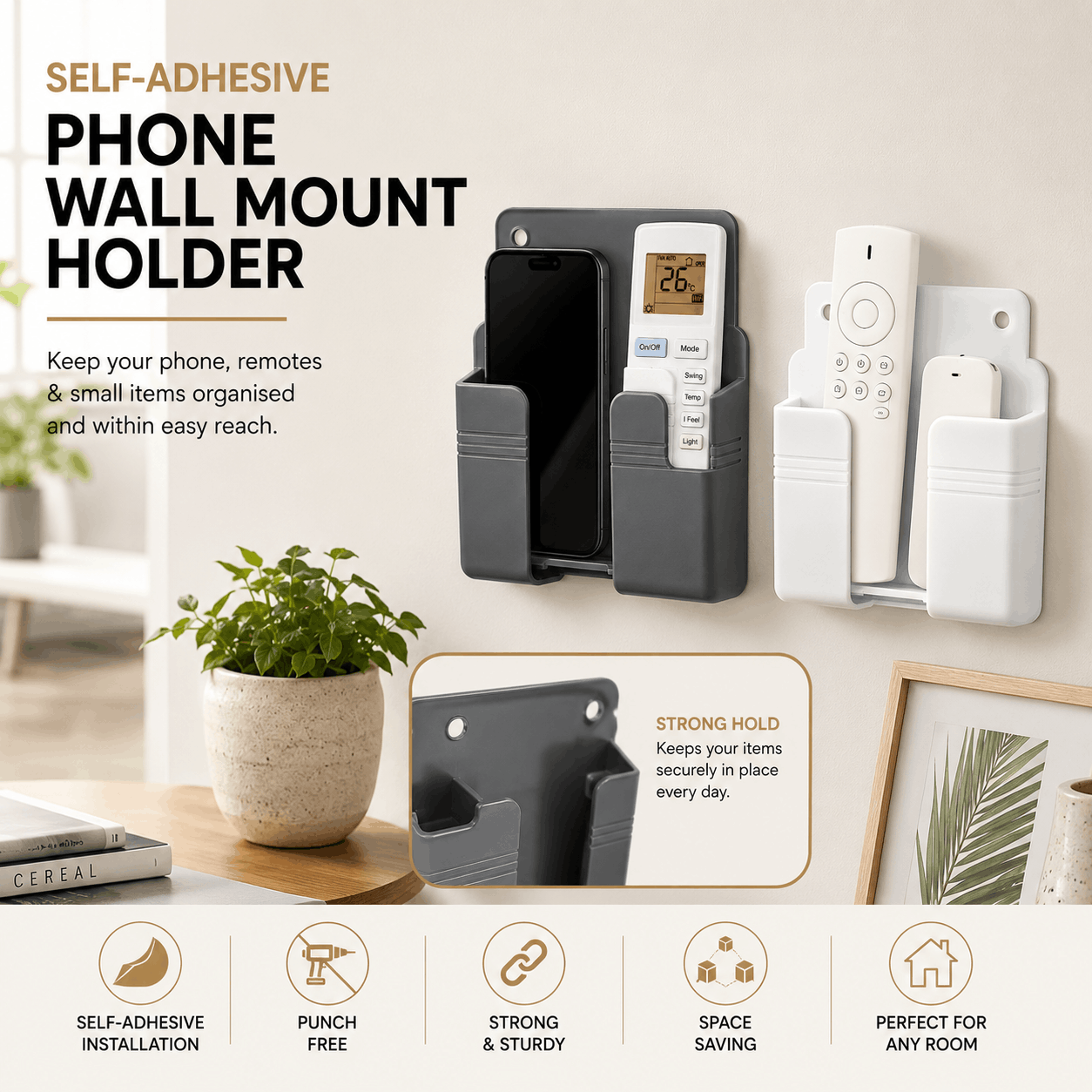 Self-Adhesive Phone Wall Mount Holder