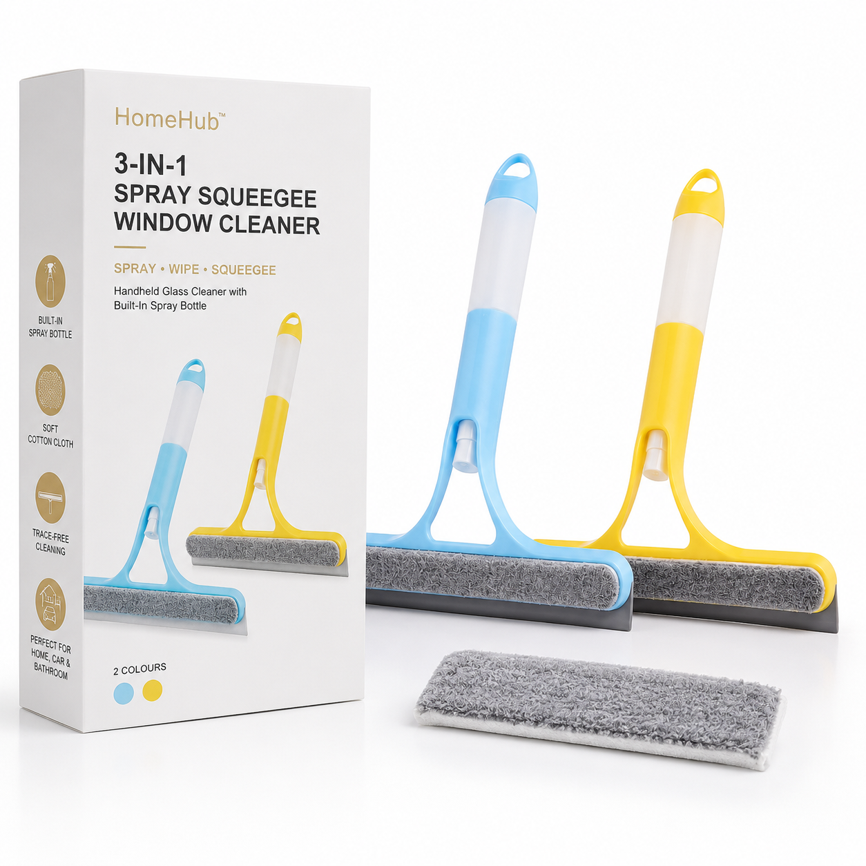 3-in-1 Spray Window Squeegee - Built in Spray Bottle