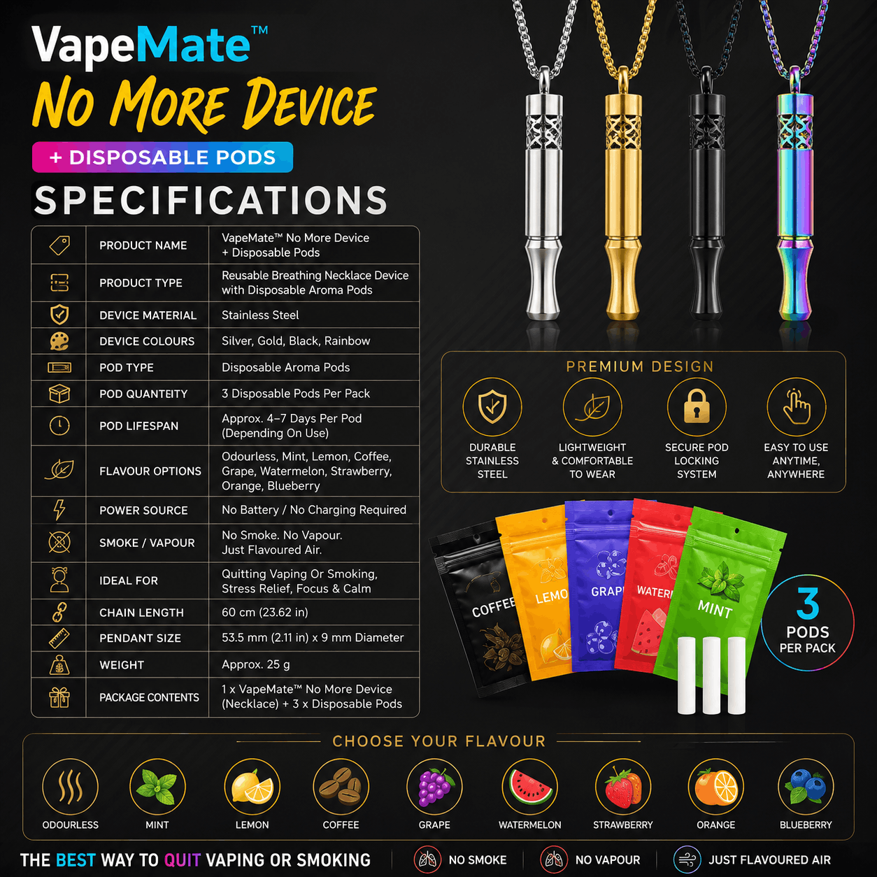 VapeMate™ No More Device + Disposable Pods