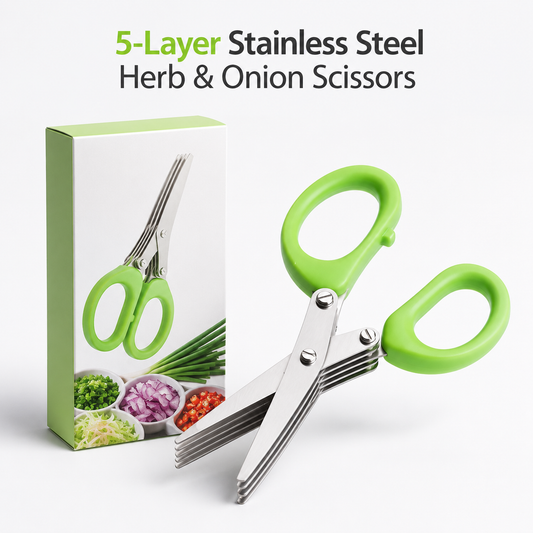 5-Layer Stainless Steel Herb & Onion Scissors