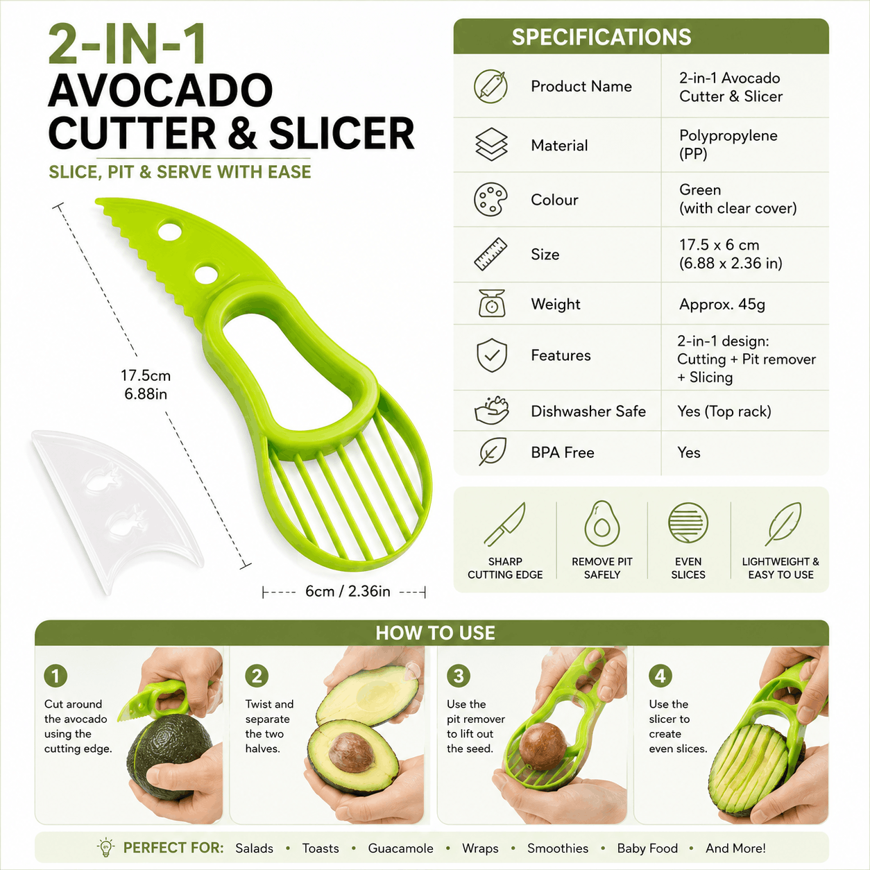 2-in-1 Avocado Cutter & Slicer