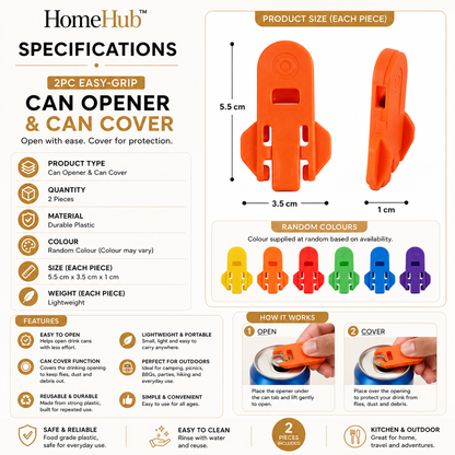 2pc Easy-Grip Can Opener & Can Cover
