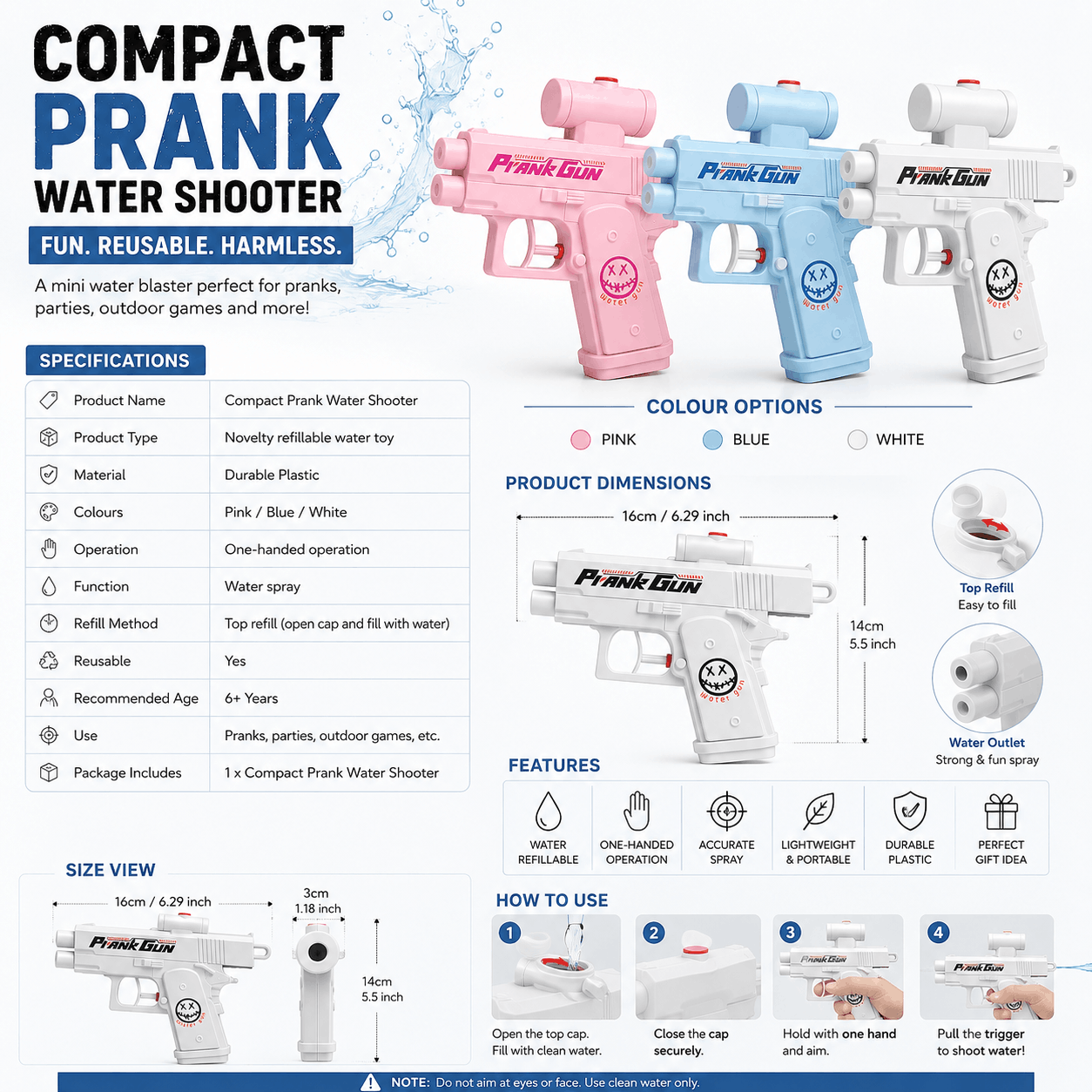Compact Prank Water Shooter