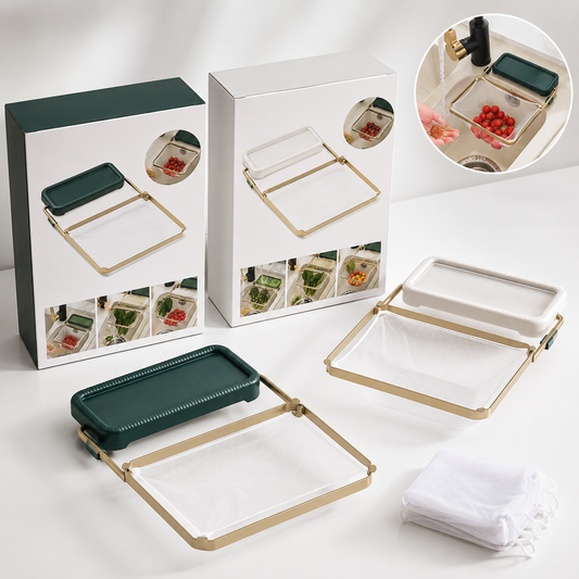 Collapsible Sink Strainer Rack with 50pcs Disposable Mesh Bags