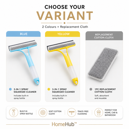 3-in-1 Spray Window Squeegee - Built in Spray Bottle