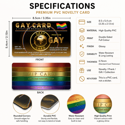 Gay Lifetime Membership Novelty PVC Card (Random)