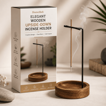 Elegant Wooden Upside-Down Incense Holder
