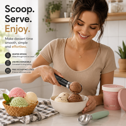Rechargeable Heated Ice Cream Scooping Spoon + Free Scoop added 🎉