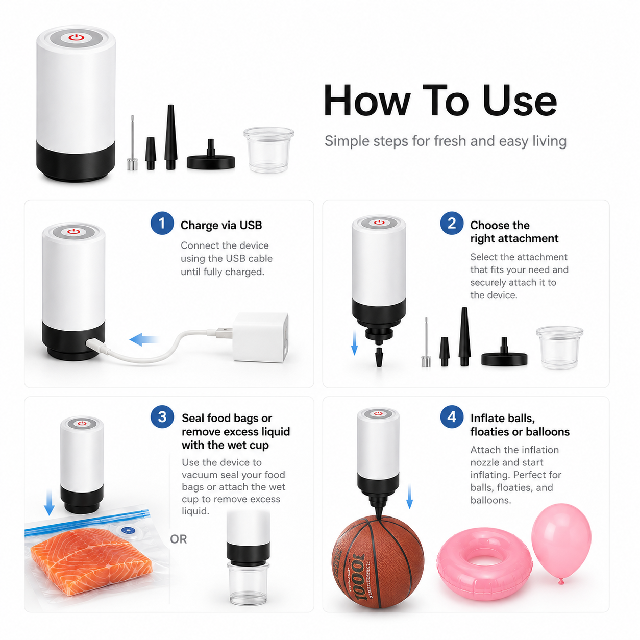 SealMate™ FreshVac - Automatic Vacuum Sealer & Multi-Purpose Air Pump
